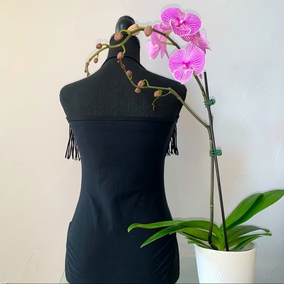 Boston Proper Black Fringe One-Piece Swimsuit - Picture 6 of 6